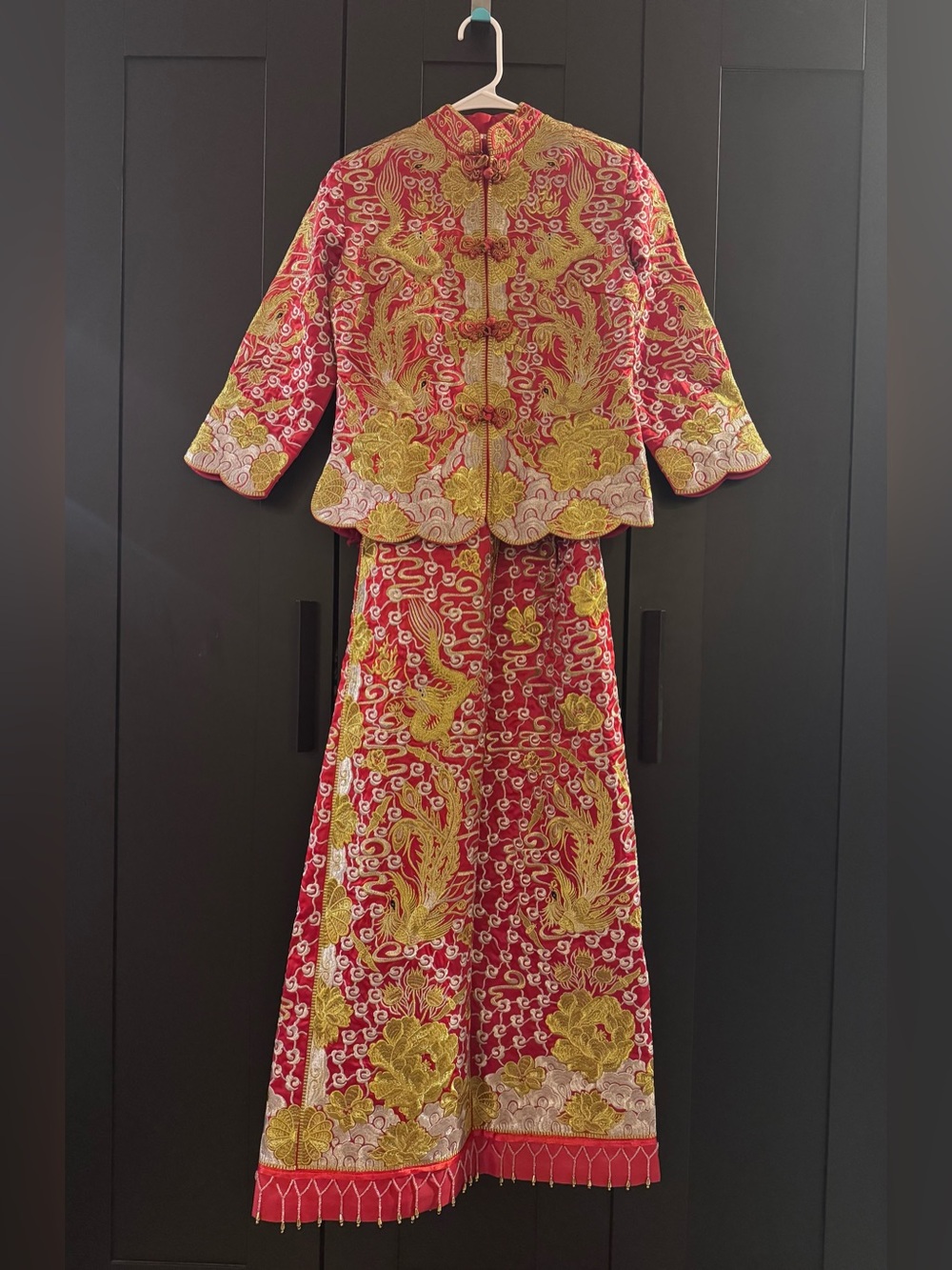 Traditional Chinese 2pc Wedding Dress Qun Kwa (Size: M)
